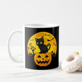 Black Cat Halloween Pumpkin Kaffemugg