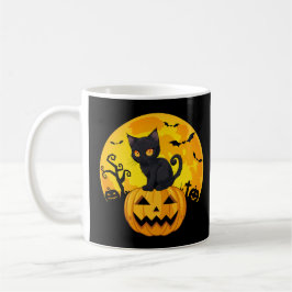 Black Cat Halloween Pumpkin Kaffemugg