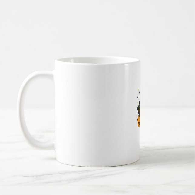 Black Cat Halloween Pumpkin Spooky Night Kaffemugg (Vänster)