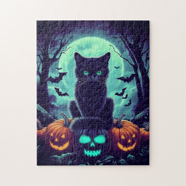 Black Cat Halloween Pussel (Vertikal)