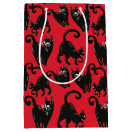 Black Cat Halloween Red Wrapping Papper