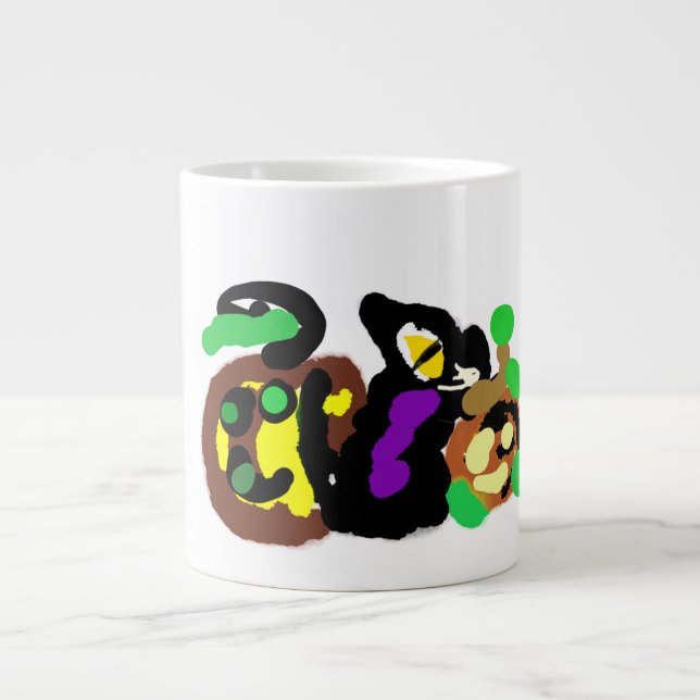 Black Cat Halloween-roligt Jumbo Mugg (Framsidan)