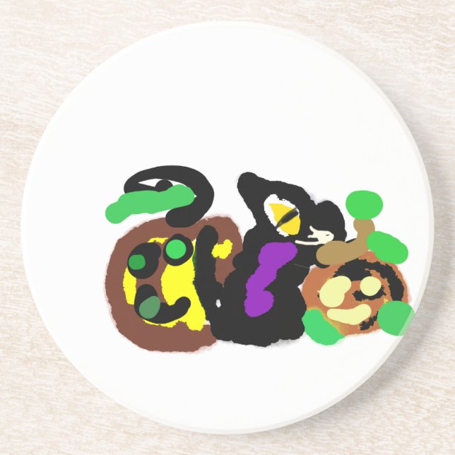 Black Cat Halloween-roligt Underlägg (Framsidan)