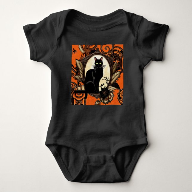 Black Cat Halloween T Shirt (Framsida)