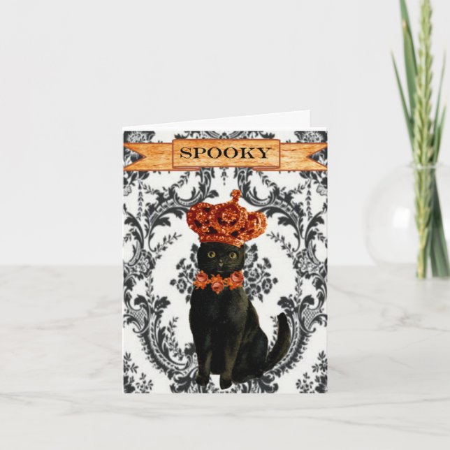 Black Cat Halloween Tack Kort (Framsida)
