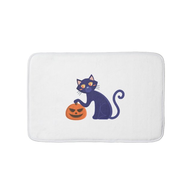Black Cat Halloween-tecken Badrumsmatta (Framsidan)