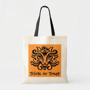 Black Cat Halloween Treat Bag Tygkasse