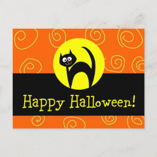 Black Cat Halloween-vykort Vykort