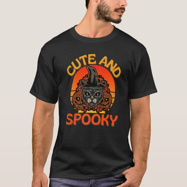 Black Cat Halloween Witchcraft Cat Witch Cute Cute T Shirt (Framsida)