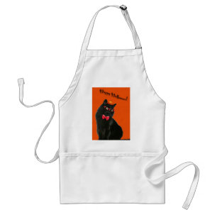 Black Cat Happy halloween Apron Förkläde