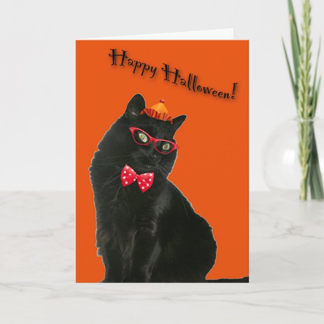 Black Cat Happy halloween-kort Kort (Framsida)