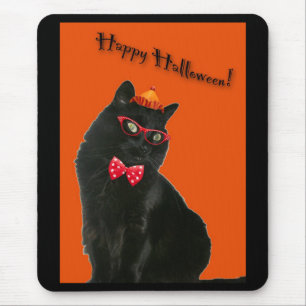 Black Cat Happy halloween Mousepad Musmatta