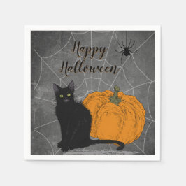 Black Cat Happy halloween Pappersservett