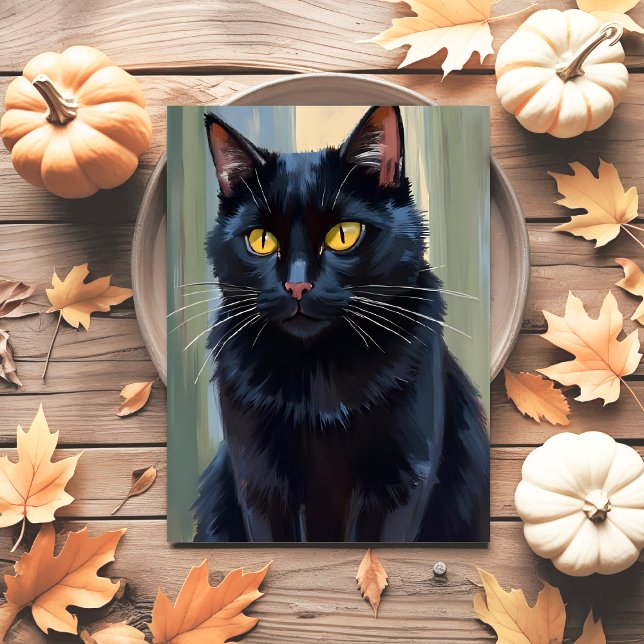 Black Cat | Happy halloween Spooky Helg Vykort (Skapare uppladdad)