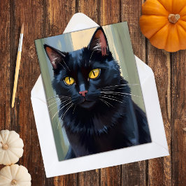 Black Cat | Happy halloween Spooky Julkort