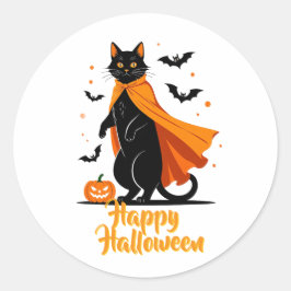 Black Cat Happy halloween Sticker Runt Klistermärke