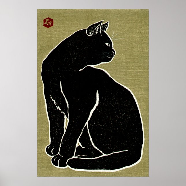 Black Cat Hasegawa Sadanobu III Late 20th C. Poster (Framsidan)