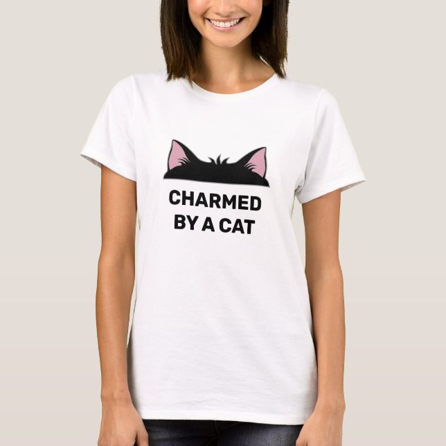Black Cat Head & Personlig Funny Cat Quote T Shirt (Framsida)