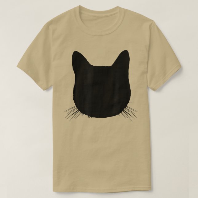 Black Cat Head Silhouette Funny Tabby Kattdjur Äls T Shirt (Design framsida)
