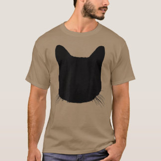 Black Cat Head Silhouette Funny Tabby Kattdjur Äls T Shirt