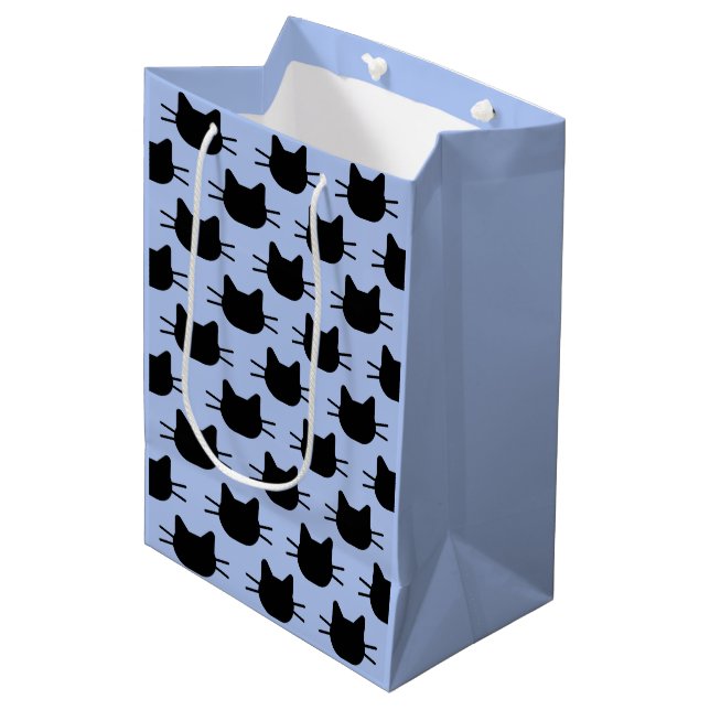 Black Cat Head Silhouette Repeat Mönster Gift Bag (Framsidan Vinklad)