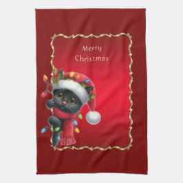 Black Cat Helgdag Kitchen Towel Kökshandduk