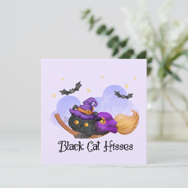 Black Cat Hisses - Halloween Witch Cat (Stående Fram)