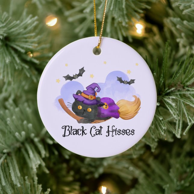 Black Cat Hisses Julgransprydnad Keramik (Träd)