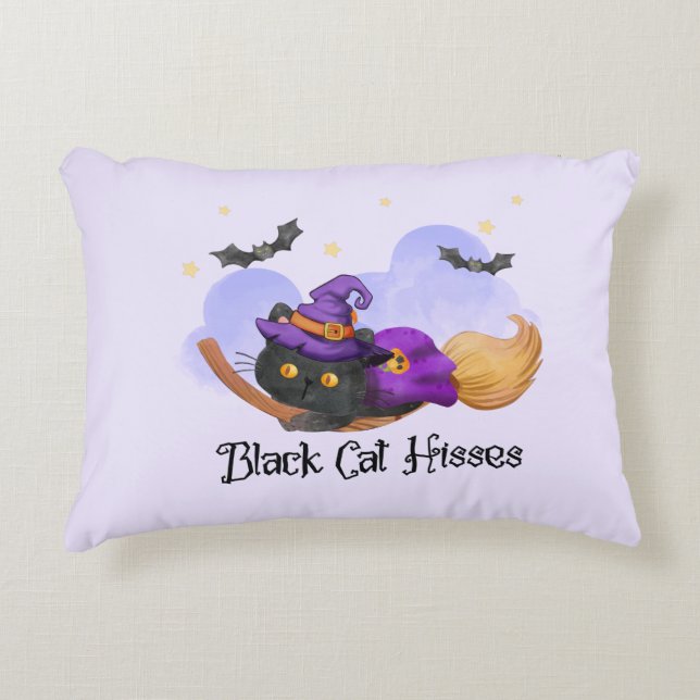 Black Cat Hisses Prydnadskudde (Framsidan)