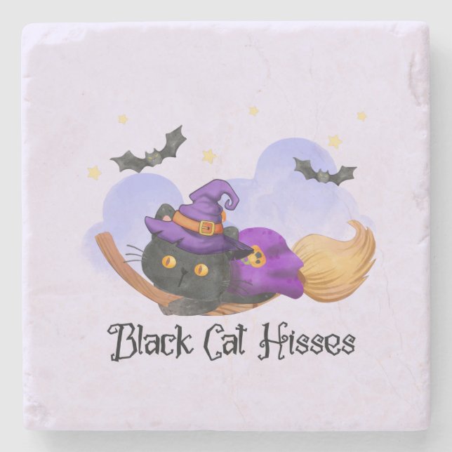 Black Cat Hisses Stenunderlägg (Framsidan)