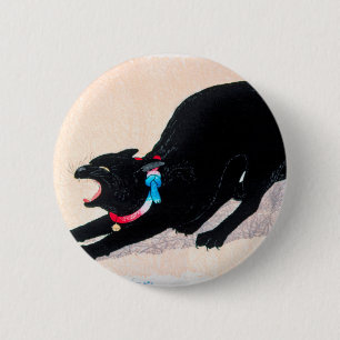 Black Cat Hissing Fine Art av Hiroaki Takahashi Knapp