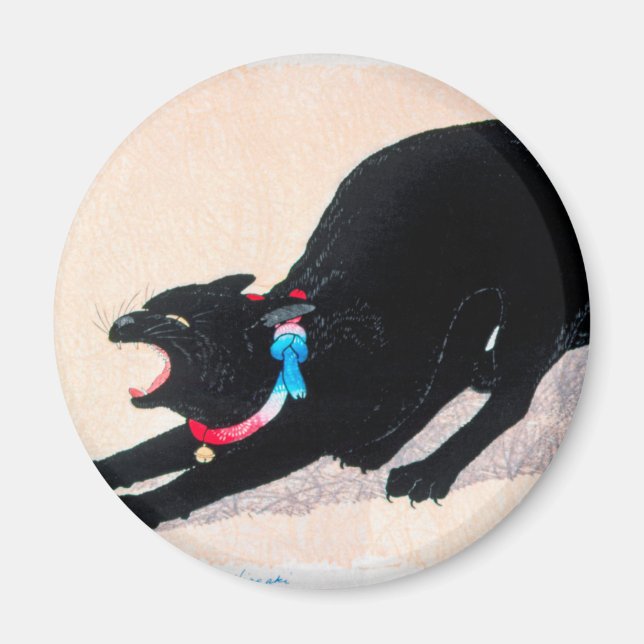 Black Cat Hissing Fine Art av Hiroaki Takahashi Magnet (Framsidan)