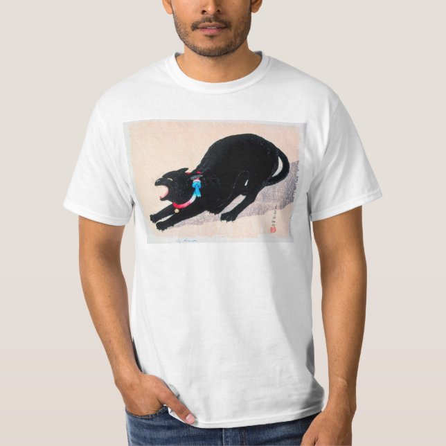 Black Cat Hissing Fine Art av Hiroaki Takahashi T Shirt (Framsida)