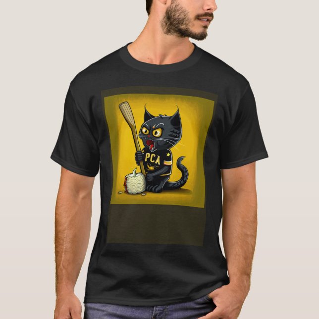 Black Cat Hockey Corn On The Cob T Shirt (Framsida)
