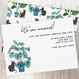 Black Cat Houseplant Moving New Home Announcement Meddelande