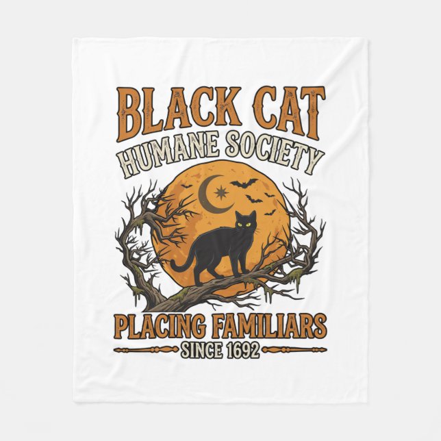 Black Cat Humane Society Halloween Full Moon Fladd Fleecefilt (Framsidan)