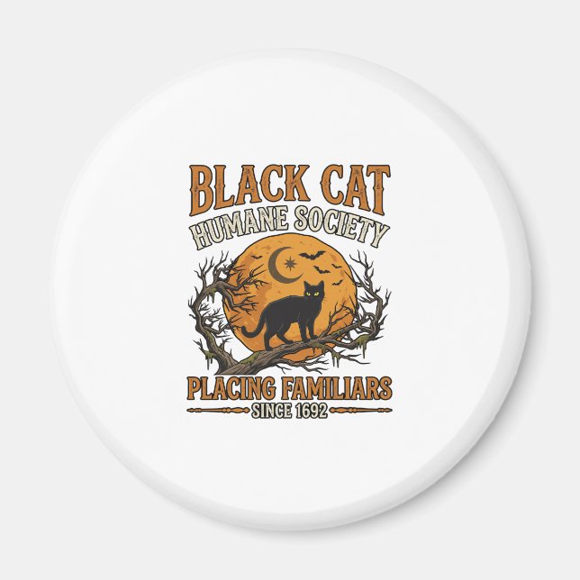 Black Cat Humane Society Halloween Full Moon Fladd Magnet (Framsidan)