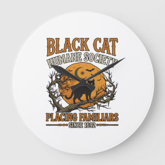 Black Cat Humane Society Halloween Full Moon Fladd Stor Klocka