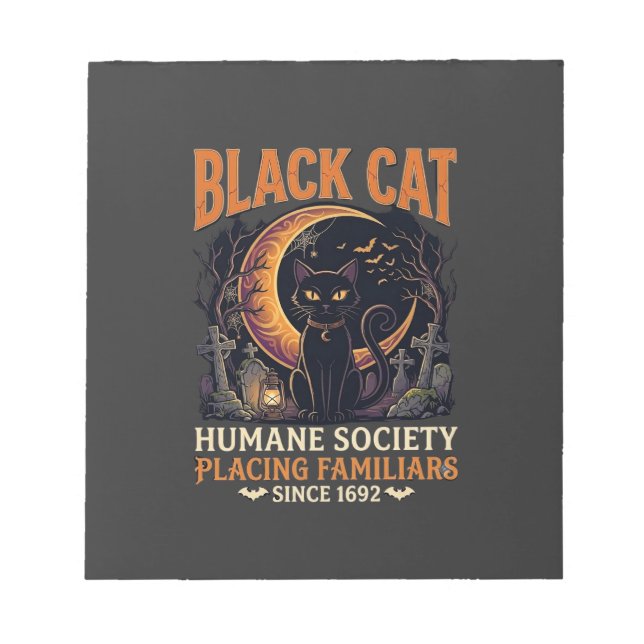 Black Cat Humane Society Halloween Halvmåne L Anteckningsblock (Framsida)