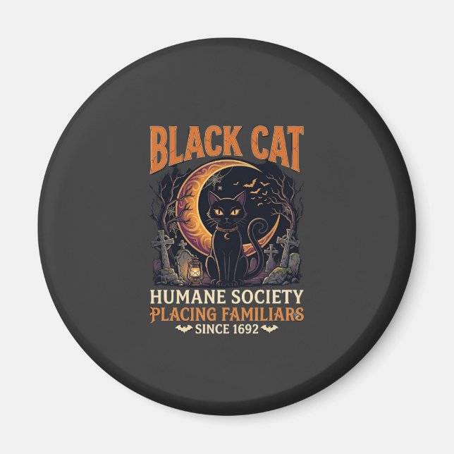 Black Cat Humane Society Halloween Halvmåne L Magnet (Framsidan)