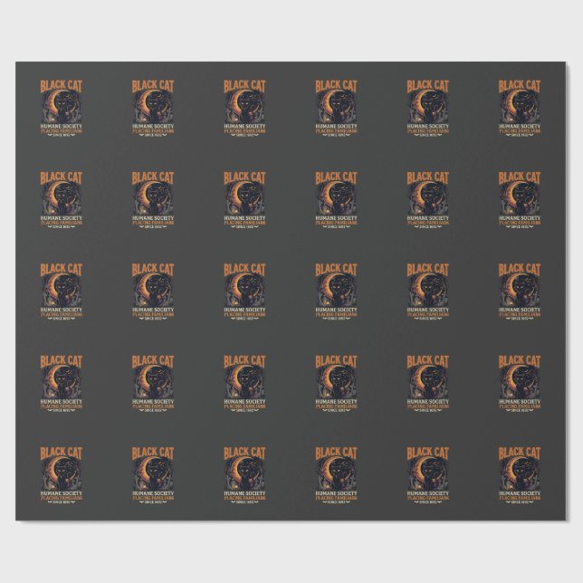Black Cat Humane Society Halloween Halvmåne L Presentpapper (Platt)