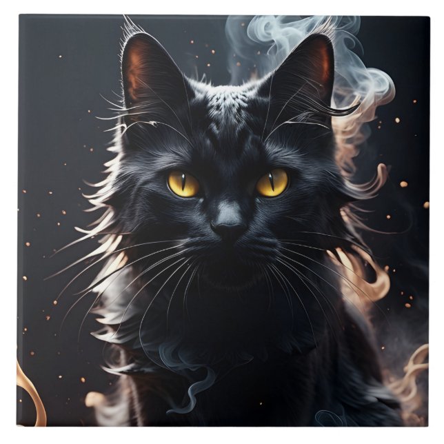 Black Cat i Dimma på Smoke Kakelplatta (Framsidan)