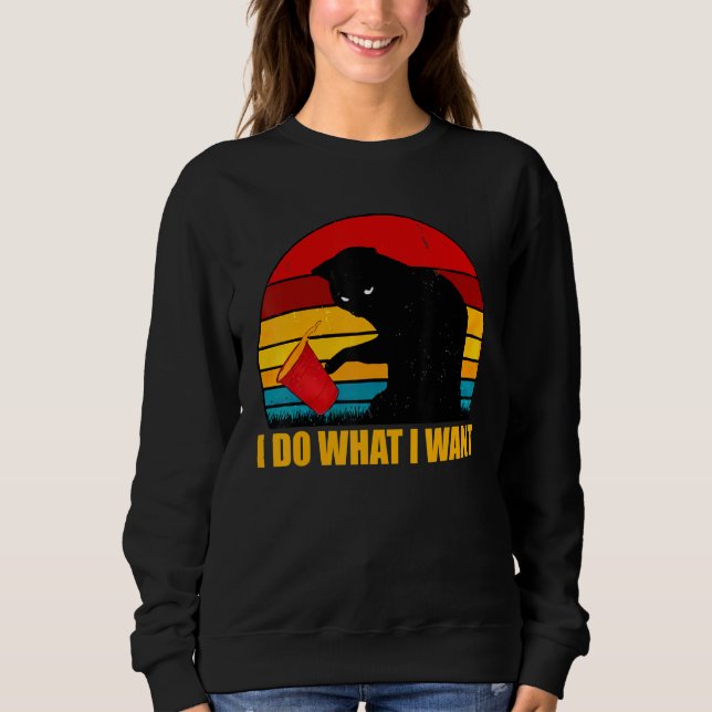 Black Cat I Do What I Want T Shirt (Framsida)