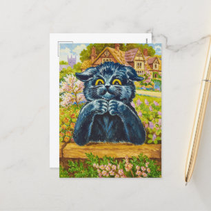 Black Cat i en Garden av Louis Wain Helg Vykort