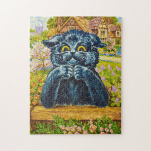 Black Cat i en Garden av Louis Wain Pussel