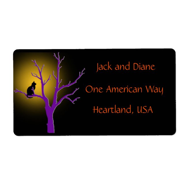 Black Cat i en Träd-etikett Fraktsedel (Framsidan)