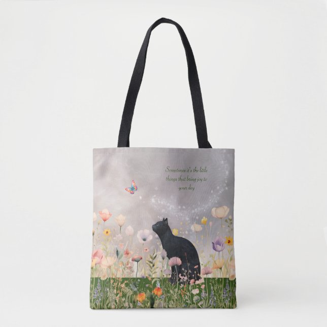 Black Cat i Flowers Tygkasse (Framsida)