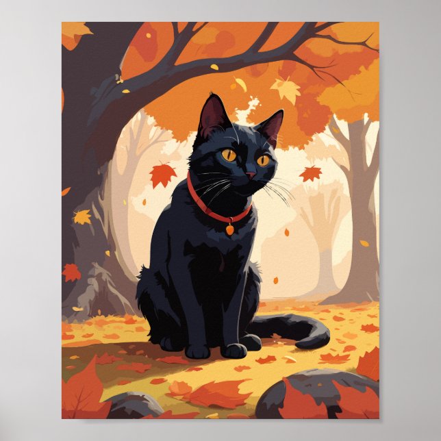 Black Cat i Forest Poster (Framsidan)
