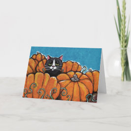 Black Cat i Halloween Pumpkin Patch Kort