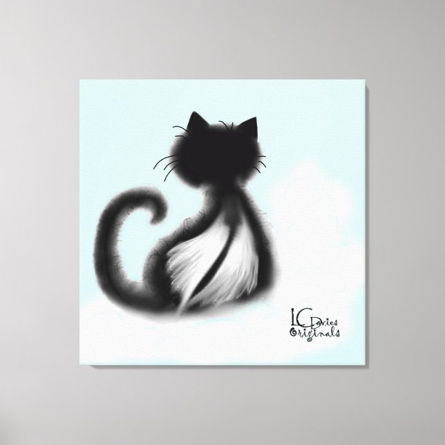 Black Cat i Heaven Stretched Canvas (Framsida)